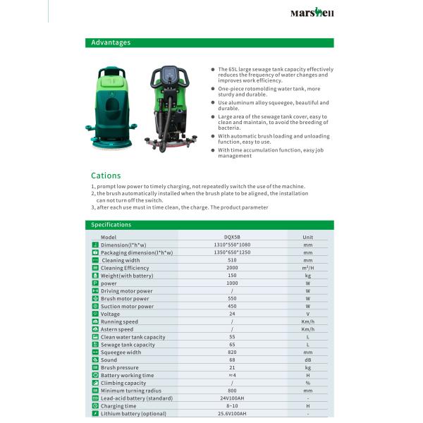 CleanHorse Walk-Behind Electric Floor Scrubber for 510mm Cleaning Width and Low Noise