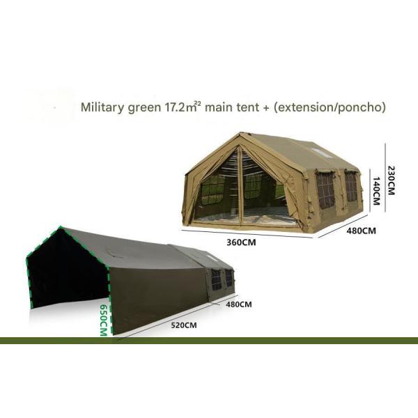 Military Green Inflatable Tent Exquisite Outdoor Camping 17.2 Square Meters Cotton Cloth