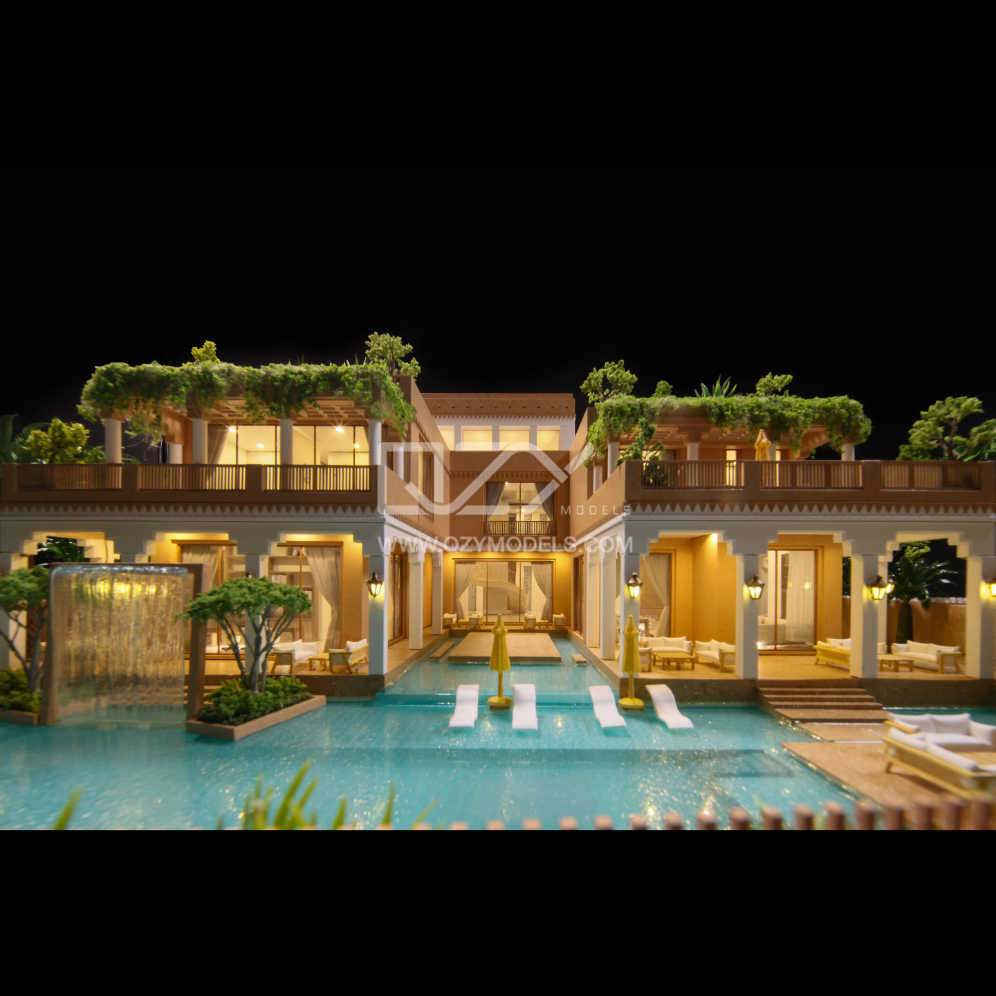 1:75 Scale Realistic Arabian Style Villa Model for Middle Eastern Mansion Display