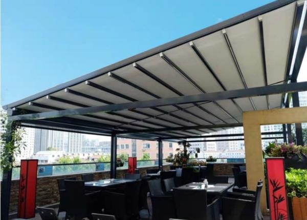 OEM Automatic Outdoor Awnings RGB 2.5M Pergola With Retractable Roof