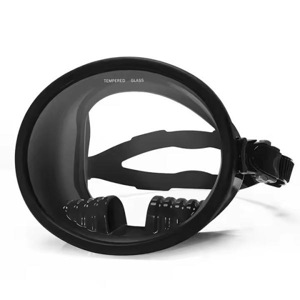 Full Face Low Volume Oval Freediving Snorkel Mask Tempered Glass For Spearfishing Deep Diving