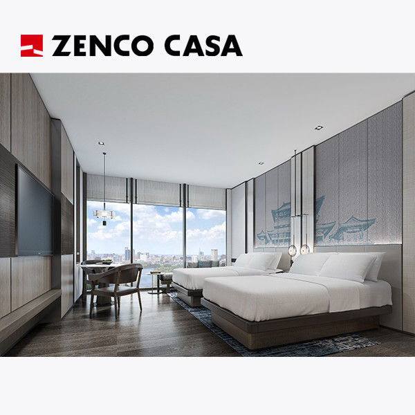 Набор мебели гостиничной спальни включает односпальную кровать и пристельный стол