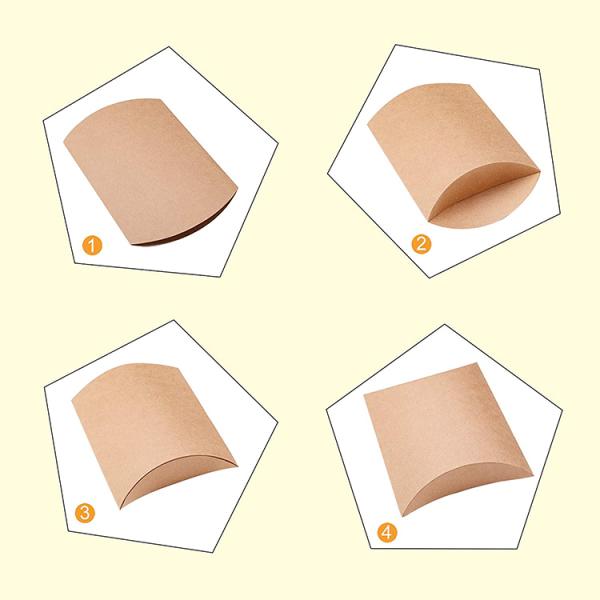 Custom Logo Heavy Duty Kraft Pillow Shape Candy Paper Box for Candy Storage Solution