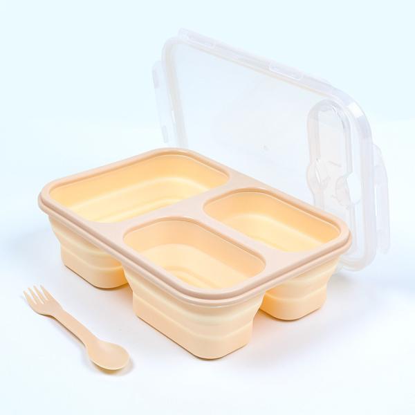 US 1000ml Thermal Lunch Box Microwave Safe 3-Compartment Customized Straight Style