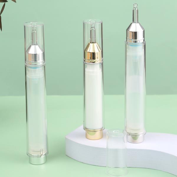 Silver Luxury Plastic Syringe Airless Bottle 5ml10ml 15ml for Empty Airless Cosmetic Dispenser