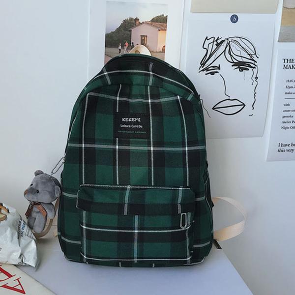Bag female Korean version of junior and senior high school students wind small fresh day department checked backpack