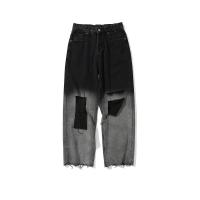 As calças de brim rasgadas preto do OEM MOQ 100pcs formam o fabricante fraco da sarja de Nimes das calças dos homens