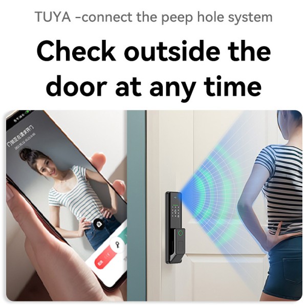 YAGU NEO Aluminum Alloy Biometric Wood Door Digital Fingerprint Lock With Camera Keyless Biometric Lock for Home Security TUYA