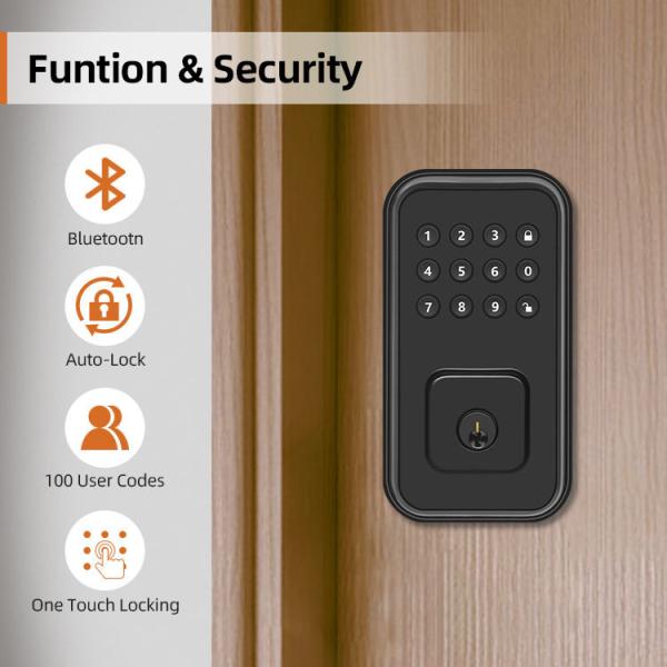 Cylinder Smart Deadbolt Door Lock Interior Keypad FCC Easy Installation
