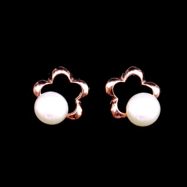 Round Freshwater Pearl Dangle Earrings / Simple Silver Pearl Stud Earrings