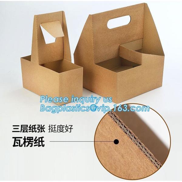 Eco Friendly Disposable Kraft Paper Take Out 2 Pack Coffee Cup Drink Carriers 2 Pack Paper Cup Holders bagease package