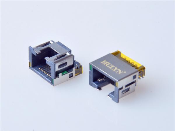 HULYN Very low profile,RJ45 1x1 Jack, Shielded RJ45 Modular Jack, Through Hole Type, DIP,with LEDs，