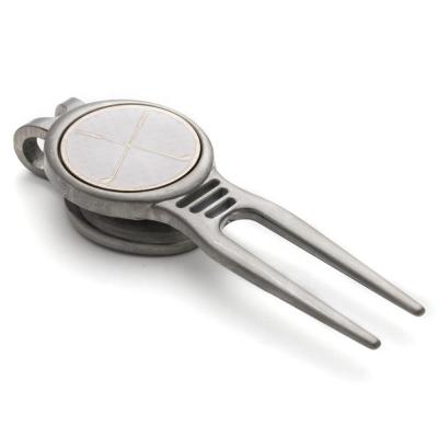 Hot selling promotional metal bulk golf divot tools /pitch forks with ball marker