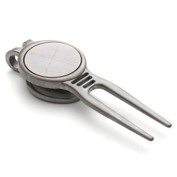 Hot selling promotional metal bulk golf divot tools /pitch forks with ball marker