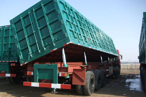 Hydraulic Cylinder Heavy Duty Dump Truck Trailer 3 Axles For Sand Stone Transportion