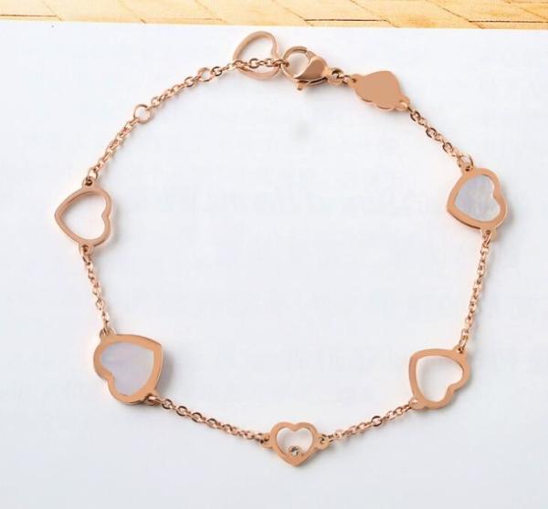 Open Heart  Bracelet for Girls Fashion Jewelry White Sheel Heart Design Bangle 18K Rose Gold Open Heart