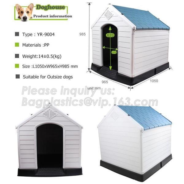 Large Plastic Dog House Outdoor Indoor Doghouse Puppy Shelter Water Resistant Easy Assembly Sturdy Dog Kennel