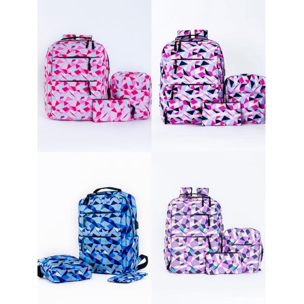 Nylon Ladies Laptop Backpack Set Waterproof 3 Piece School Bag