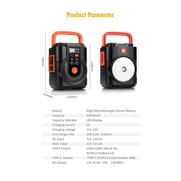 100 Вт солнечная портативная электростанция батарея 110 В 220 В генератор для кемпинга на открытом воздухе