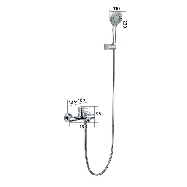 Wall Mounted Brass Chrome Bathroom Bathtub Hand Shower Faucet Set for Bathroom Wash