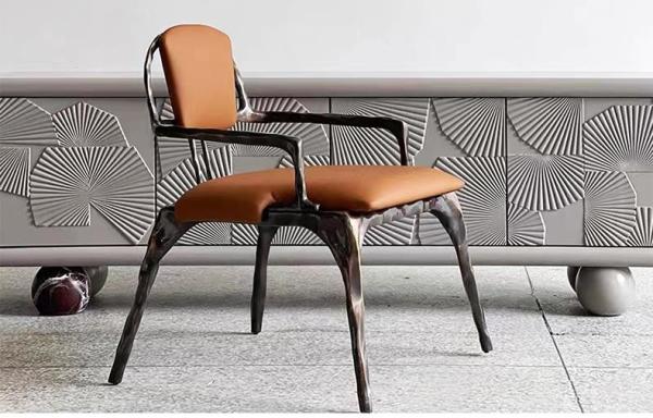 5 Star Hotel Restaurant Furniture Solid Metal Backrest Dining Leather Lounge Chair