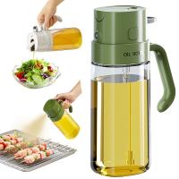 2 In 1 Olive Oil Dispenser Bottle 550ml 19OZ Food-Grade Glass Oil Sprayer for Cooking