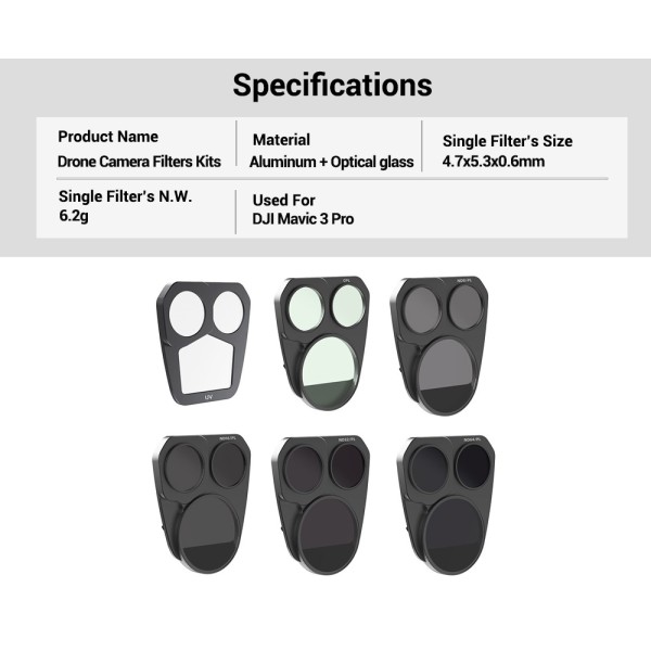 6 In 1 Drone Camera Filter UV CPL ND8PL ND16PL ND32PL ND64PL DJI Mavic 3 Pro Filters