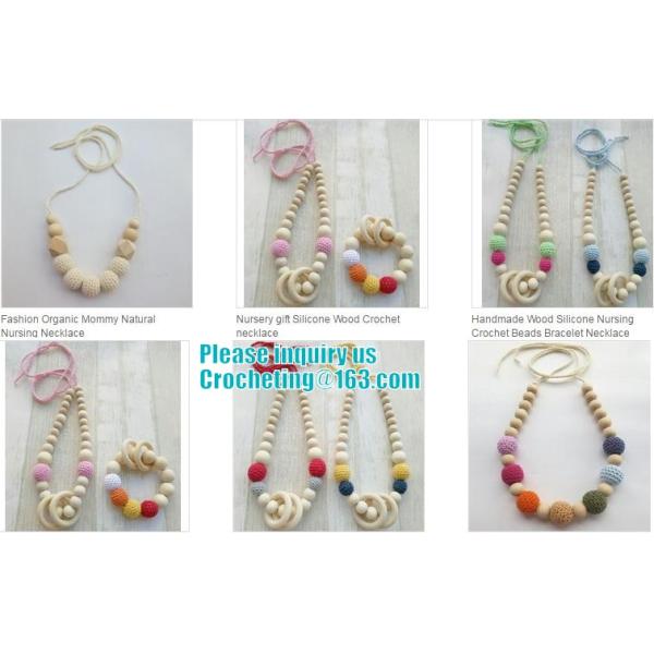 Baby sling necklace, baby bracelet, crochet bracelet, teething bracelet, crochet long funky beaded necklace