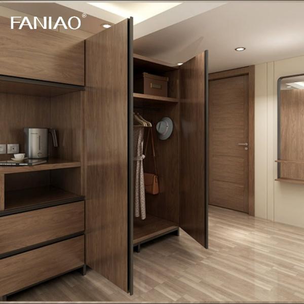 Projeto de hotel guarda-roupa fabricante quarto de hotel porta deslizante ou dobradiça guarda-roupa personalizada