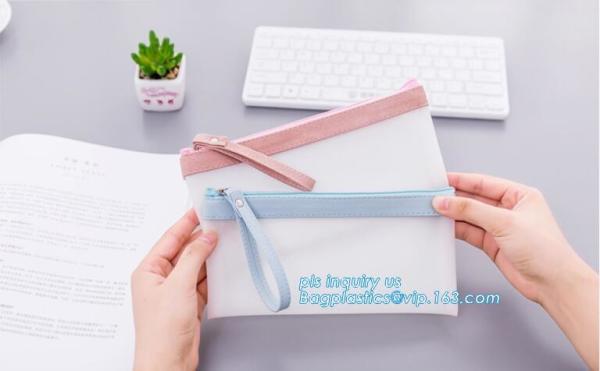 clear vinyl TPU pencil case bag with zipper for boys girls, Creative contracted envelope bag translucent frosted pencil
