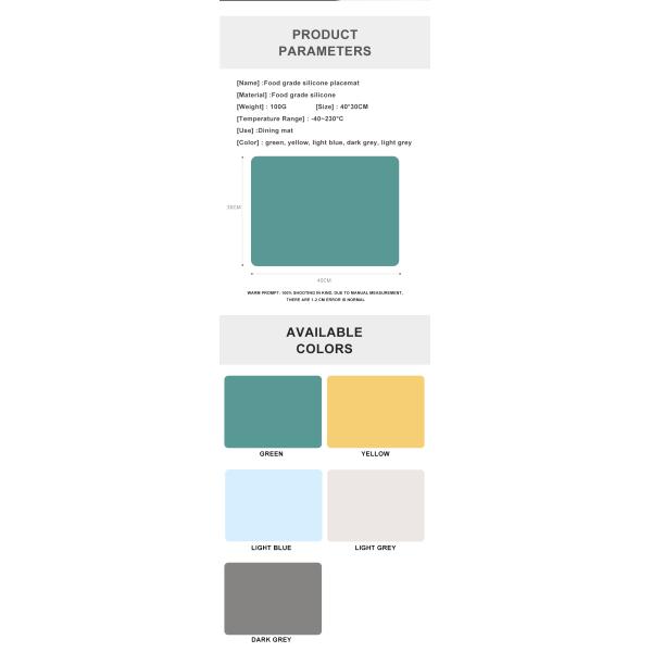 Циновка циновки места силикона ODM OEM красочная многоразовая