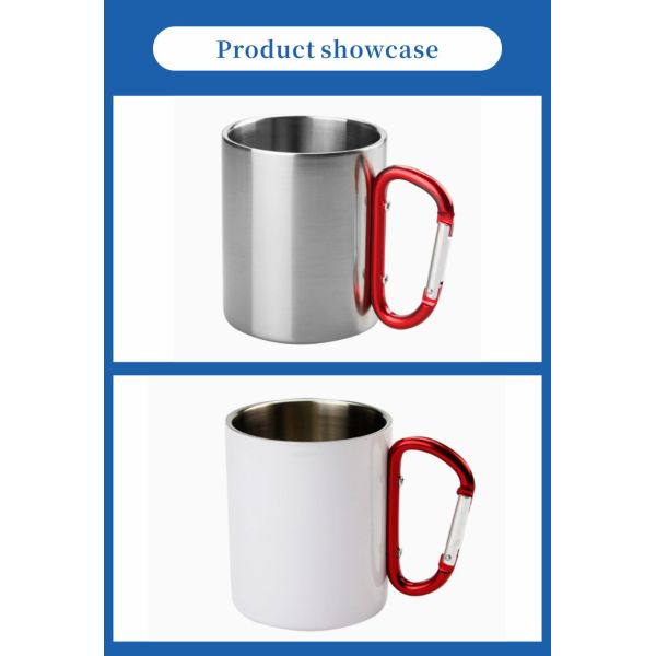 Direct Factory Sale Stainless Steel Sublimation Mug with Gradient Design Red Handle for Promotional & Business Gifts