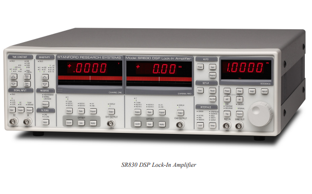 SR830 Lock-In Amplifier with 1 mHz to 102.4 kHz Range, 5 ppm/°C Stability, and 0.01 Degree Phase Resolution