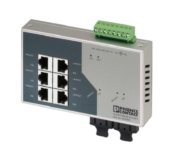 Las piezas de repuesto de contacto de Phoenix FL SWITCH SF 6TX/2FX orden n.o 2832933 Industrial Ethernet Switch 6x puertos RJ45