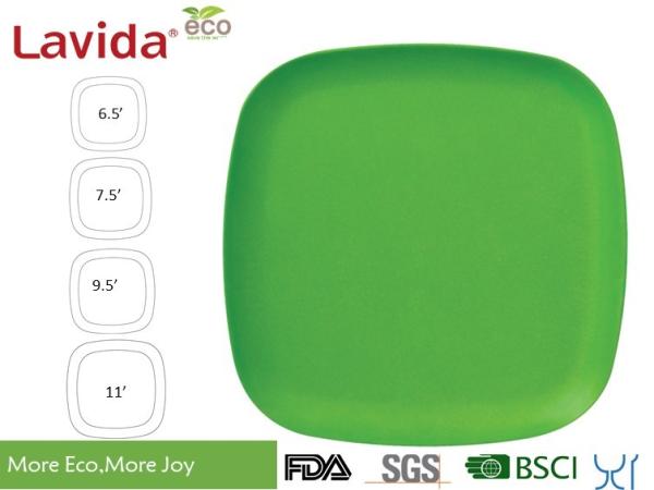 New Fashionable Design Popular School Bamboo Fibre Square Dinner Plate Plant Fibre Square Dinner Plate 11' 28cm