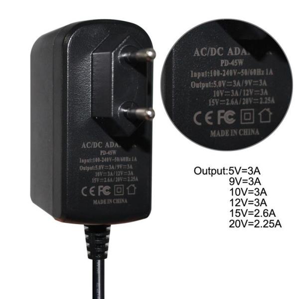 USB-C PD Power Adapter 5V 9V 12V 3A Wall Charger