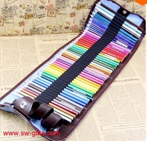 New Blue 38 Hole Pencil Bag School Canvas Painting Stationery Roll Pencil Case Sketch