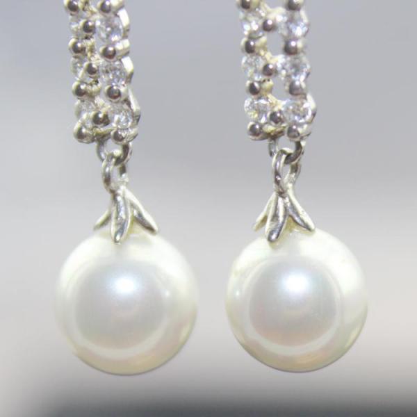 Fashion 925 Silver White 10mm Simulated Shell Pearl Earrings (E47)