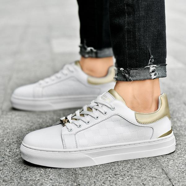 New Genuine Leather Upper Rubber Soles Men'S Shoes White Shoes Height-Increasing Sneakers Men'S Casual Leather Shoes