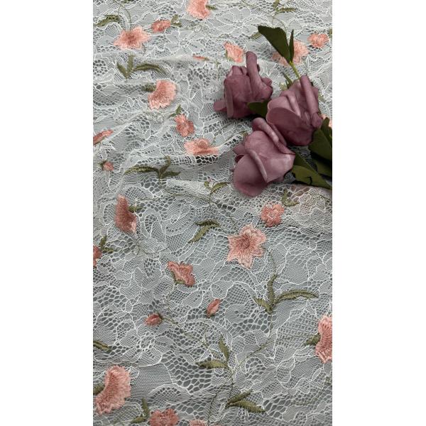 Floral Elegent Embroidery Lace Fabric Party 100% Cotton High Quality Luxary Style