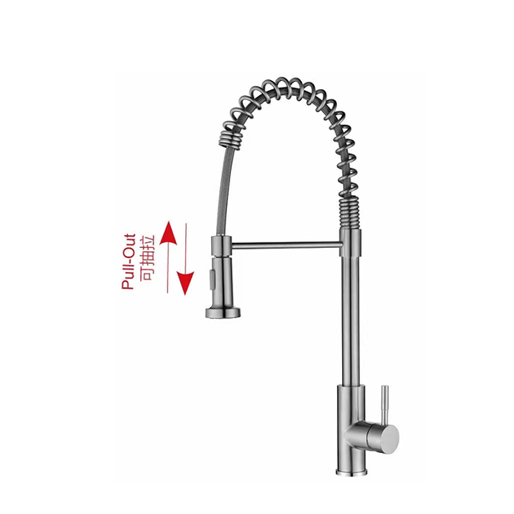 Pull-out Kitchen Faucet Featuring 304 Stainless Steel and 35mm Ceramic Cartridge with Brushed Surface Finish for Longevity