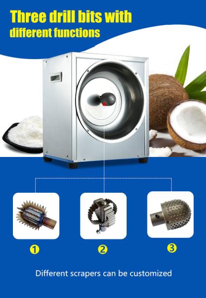Machine de traitement de noix de coco électrique automatique en acier inoxydable râpeuse râpeuse de viande de noix de coco