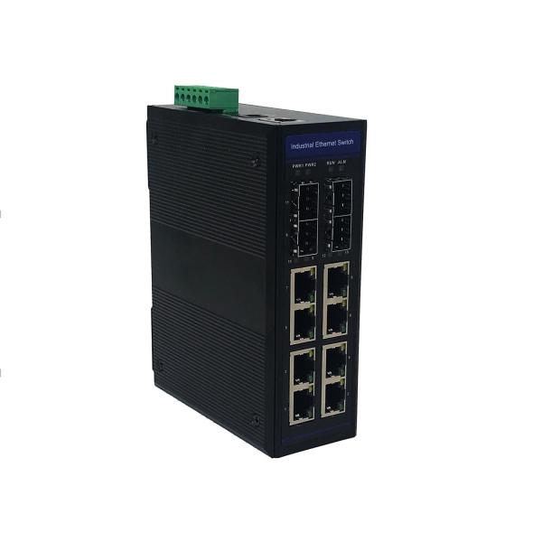 DIN Rail Wall Mount Industrial Ethernet POE Switch 8 Port 10 /100 / 1000T with 4 SFP Ports Metal Case
