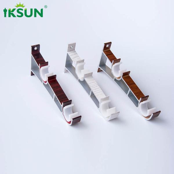 Wall Mount Brown Wood Curtain Rod , Double Window Rod Set Wear Resistant