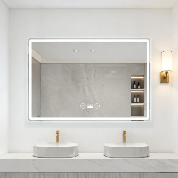 Kingstin LED Backlit Bathroom Mirror for Modern Minimalist Bathroom - Frameless Dimmable Vanity Mirror
