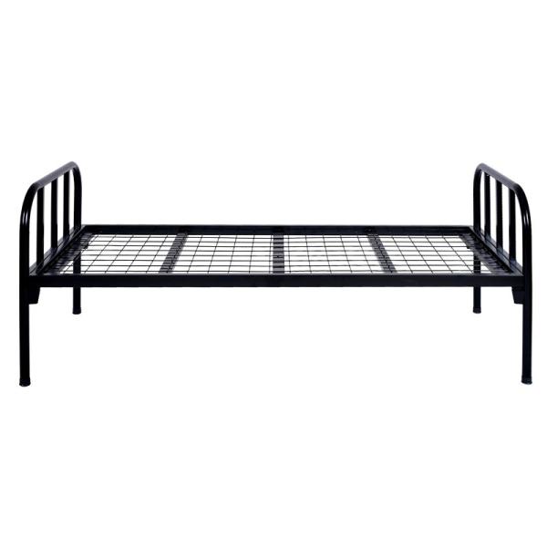 Powder Coated Q235 Metal Frame Single Bed Black Matte Iron Tube