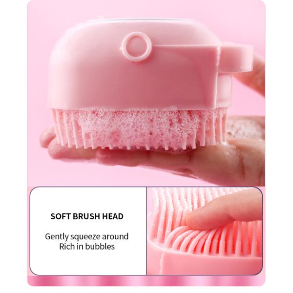 Cepillo de limpieza de champú azul rosa Cepillo de baño para perros de silicona