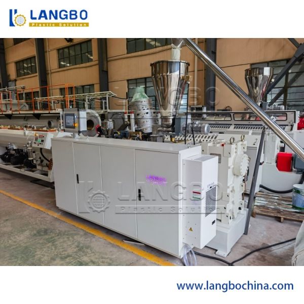 PLC Touch Screen PVC Pipe Extrusion Line Twin Screw Tube Making Machine