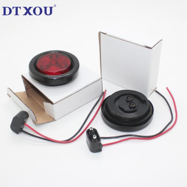 Warranty 12v 24v 4 Diodes 2 Inch Round Amber Red Led Side Marker Lights For Trucks Trailers With 2 Prong Plug
