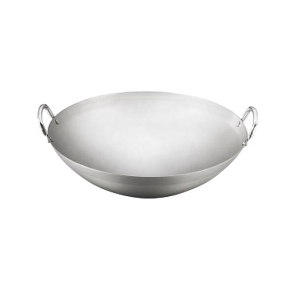 Utensílios de cozinha comerciais panelas de aço carbono wok chinês de orelha dupla grande para restaurantes